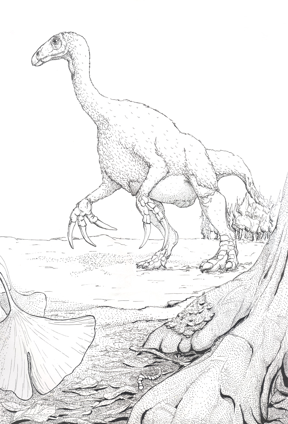 Раскраска динозавр Теризинозавр